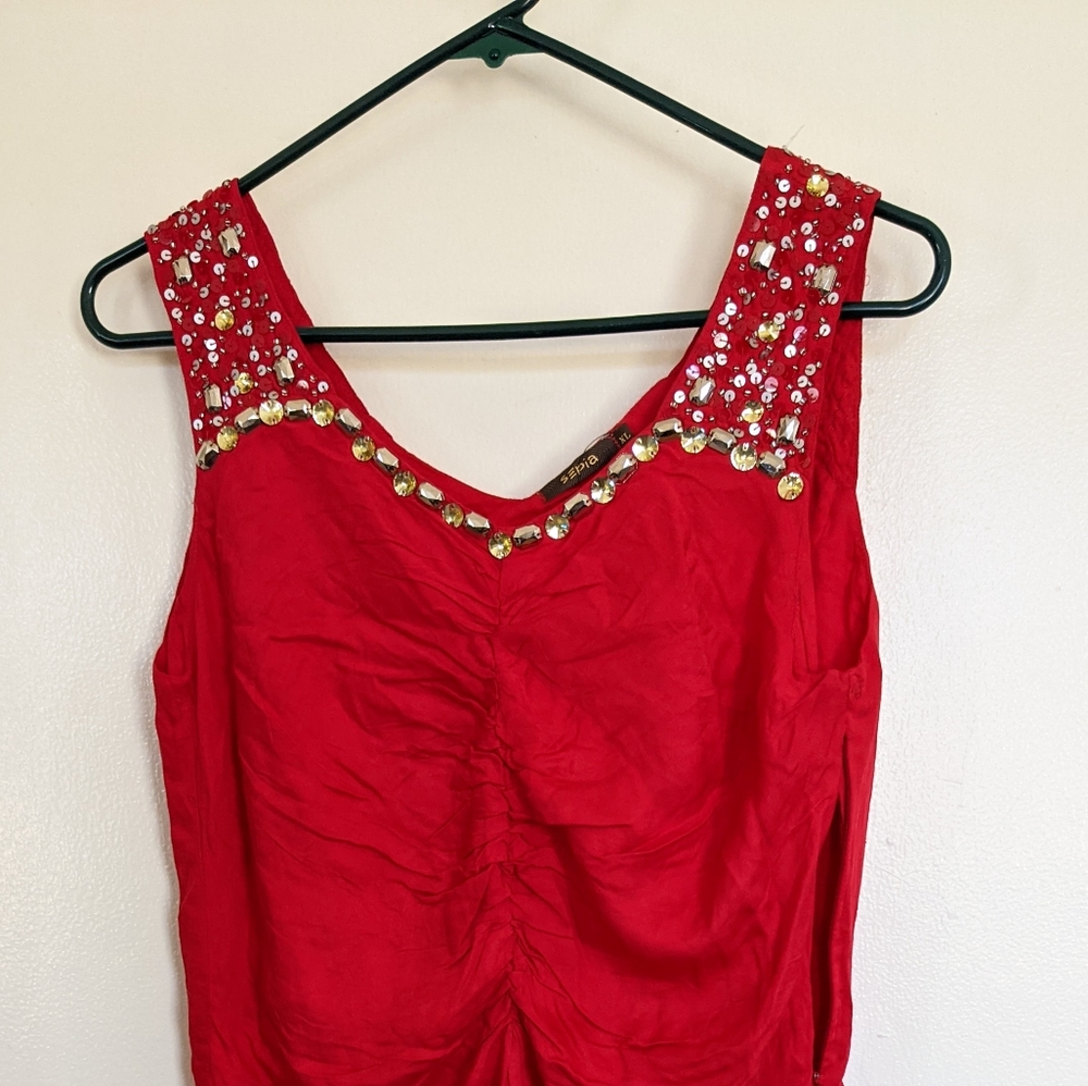 SEPIA, Red dress with sequins, size: XL